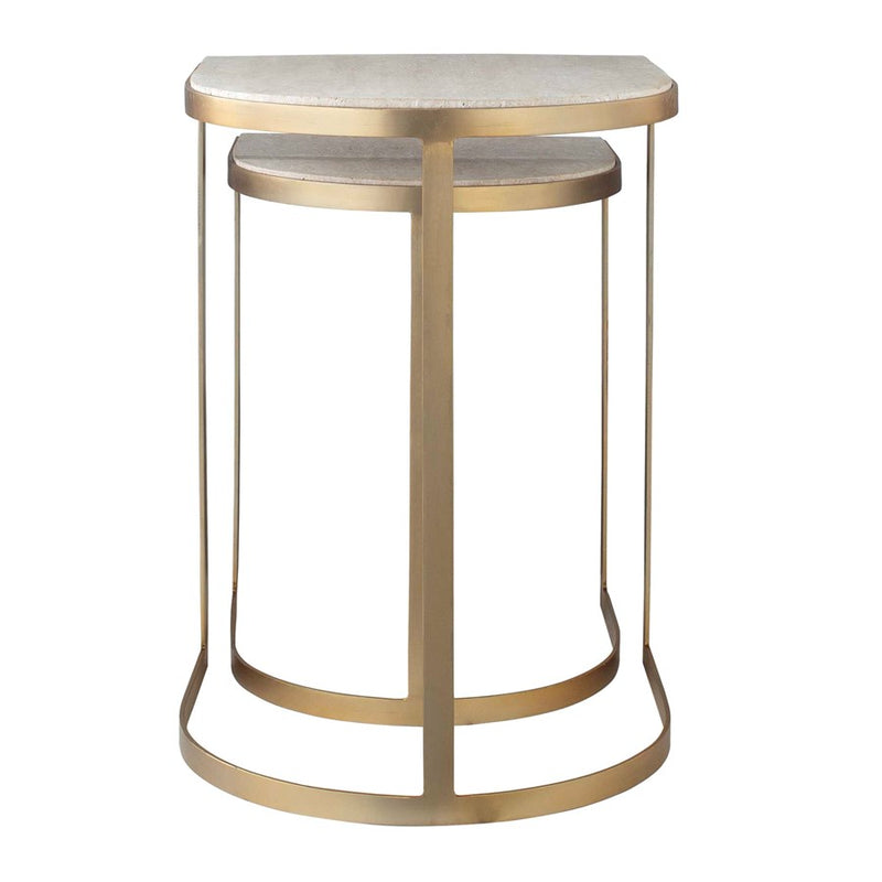 Uttermost Lindon Travertine Nesting Tables Set of 2, Gold