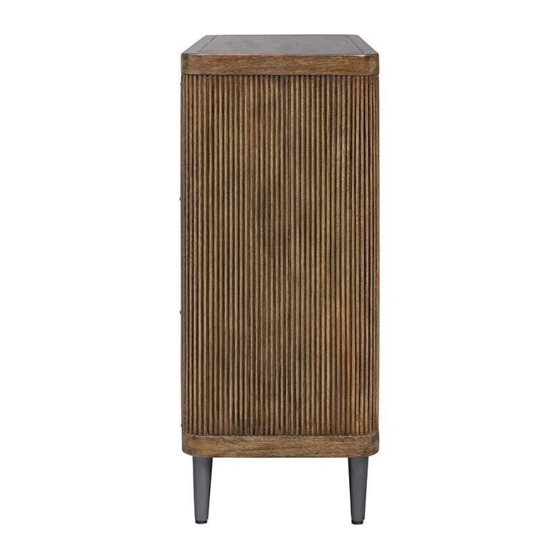 Uttermost Pinstripe Tambour 2 Door Cabinet, Walnut