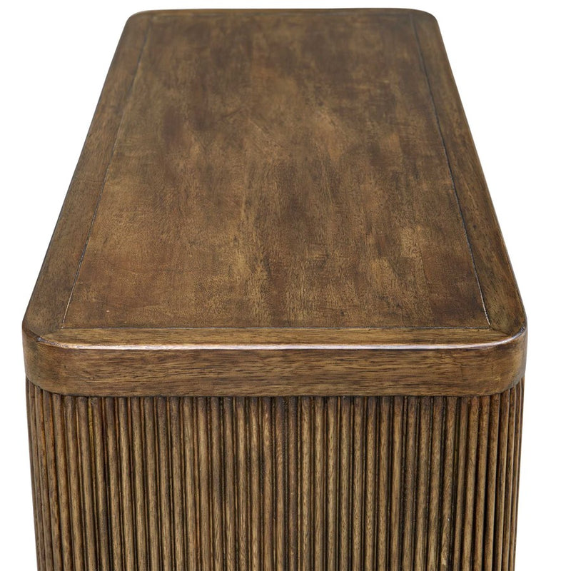 Uttermost Pinstripe Tambour 2 Door Cabinet, Walnut