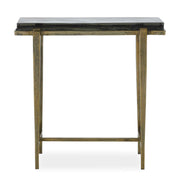 Uttermost Preston 24.8in Rectangular Accent Table | Antiqued Brass Aluminum Frame with Cast Glass Top | Living Room & Entryway | Model 50581