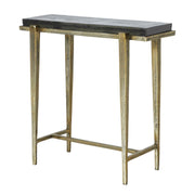 Uttermost Preston 24.8in Rectangular Accent Table | Antiqued Brass Aluminum Frame with Cast Glass Top | Living Room & Entryway | Model 50581