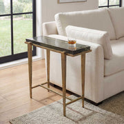 Uttermost Preston 24.8in Rectangular Accent Table | Antiqued Brass Aluminum Frame with Cast Glass Top | Living Room & Entryway | Model 50581