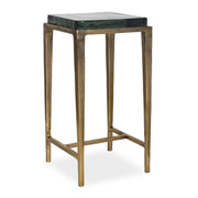Uttermost Preston 12.2in Square Accent Table | Antiqued Brass Aluminum Frame with Cast Glass Top | Living Room & Bedroom | Model 50596