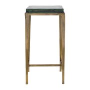 Uttermost Preston 12.2in Square Accent Table | Antiqued Brass Aluminum Frame with Cast Glass Top | Living Room & Bedroom | Model 50596