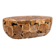 Uttermost Gareis Teak Oval Coffee Table | Hand-Assembled Solid Teak Wood | Living Room & Outdoor Patio | 48 x 24 x 16 in | Model 51121