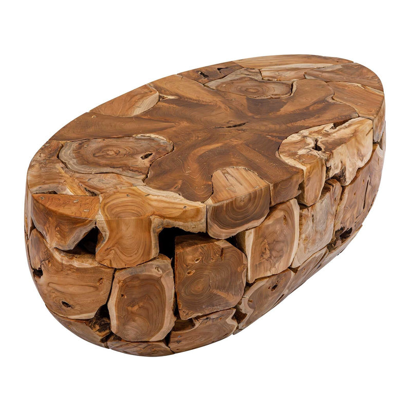 Uttermost Gareis Teak Oval Coffee Table | Hand-Assembled Solid Teak Wood | Living Room & Outdoor Patio | 48 x 24 x 16 in | Model 51121