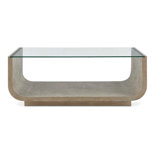 Uttermost Maeva Modern Glass Coffee Table | Ash Burl & Oak Veneer Curved Base | Living Room & Lounge | 46 x 28 x 17 in | Model 51156