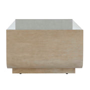 Uttermost Maeva Modern Glass Coffee Table | Ash Burl & Oak Veneer Curved Base | Living Room & Lounge | 46 x 28 x 17 in | Model 51156
