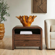 Uttermost Decatur Dark Walnut Side Table | Acacia Wood with Shelf & Drawers | Living Room & Bedroom | 30 x 19 x 23 in | Model 51158