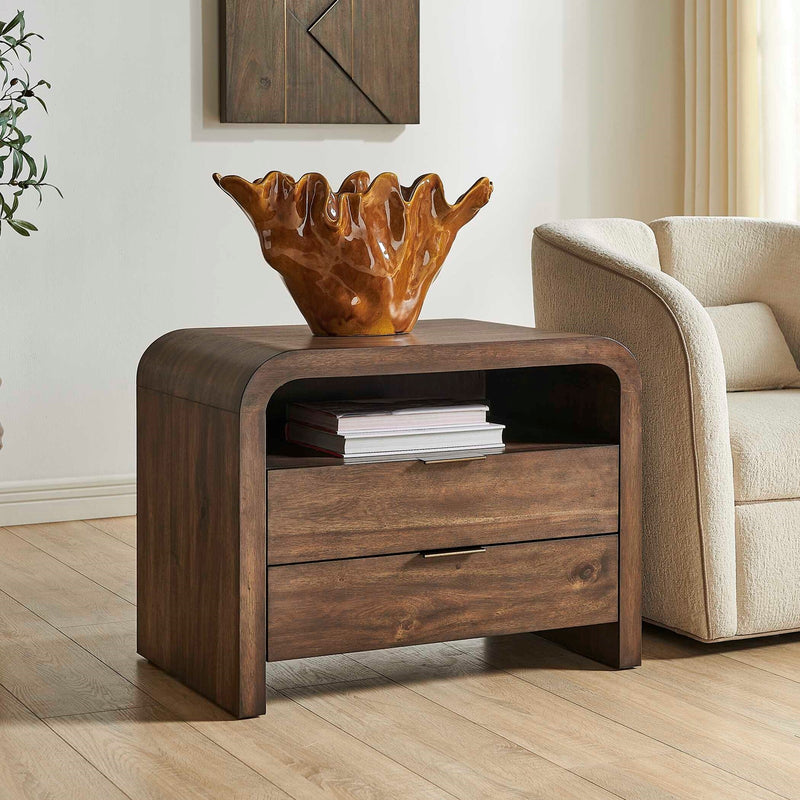 Uttermost Decatur Dark Walnut Side Table | Acacia Wood with Shelf & Drawers | Living Room & Bedroom | 30 x 19 x 23 in | Model 51158
