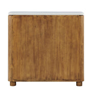 Uttermost Mebarak 32in Reeded 2 Door Cabinet | Honey Acacia & White Marble with Bronze Pulls | Living Room & Entryway Storage | Model 51159