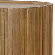 Uttermost Reese 58.5in Pleated 2 Door Cabinet | Medium Oak & Dark Bronze Tapered Legs | Living Room & Dining Room Storage | Model 51167