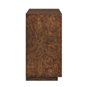 Uttermost Flores 36in 2-Door Cabinet | Mappa Burl Wood Walnut Finish with Brass Accents | Living Room & Entryway Storage | Model 51177
