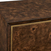 Uttermost Flores 36in 2-Door Cabinet | Mappa Burl Wood Walnut Finish with Brass Accents | Living Room & Entryway Storage | Model 51177
