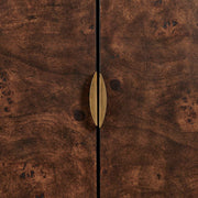 Uttermost Flores 36in 2-Door Cabinet | Mappa Burl Wood Walnut Finish with Brass Accents | Living Room & Entryway Storage | Model 51177