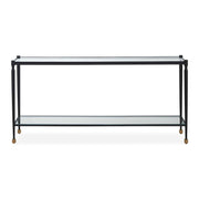 Uttermost Javana 60in Console Table | Iron Frame with Brass Accents and Tempered Glass Shelves | Entryway & Living Room | Model 51202