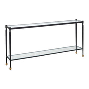 Uttermost Javana 60in Console Table | Iron Frame with Brass Accents and Tempered Glass Shelves | Entryway & Living Room | Model 51202