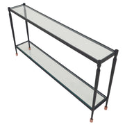 Uttermost Javana 60in Console Table | Iron Frame with Brass Accents and Tempered Glass Shelves | Entryway & Living Room | Model 51202