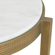 Uttermost Ocilla 18.5in Round Accent Table | Antique Brass Cast Iron and White Marble | Living Room & Entryway Side Table | Model 51203