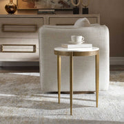 Uttermost Ocilla 18.5in Round Accent Table | Antique Brass Cast Iron and White Marble | Living Room & Entryway Side Table | Model 51203