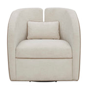 Uttermost Vega 30.6in Swivel Accent Chair | Ecru Chenille with Truffle Welt | Living Room & Reading Nook Seating | 30.6 x 30.7 x 30.3 in | Model 53144