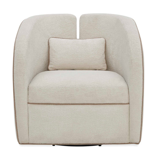 Uttermost Vega 30.6in Swivel Accent Chair | Ecru Chenille with Truffle Welt | Living Room & Reading Nook Seating | 30.6 x 30.7 x 30.3 in | Model 53144