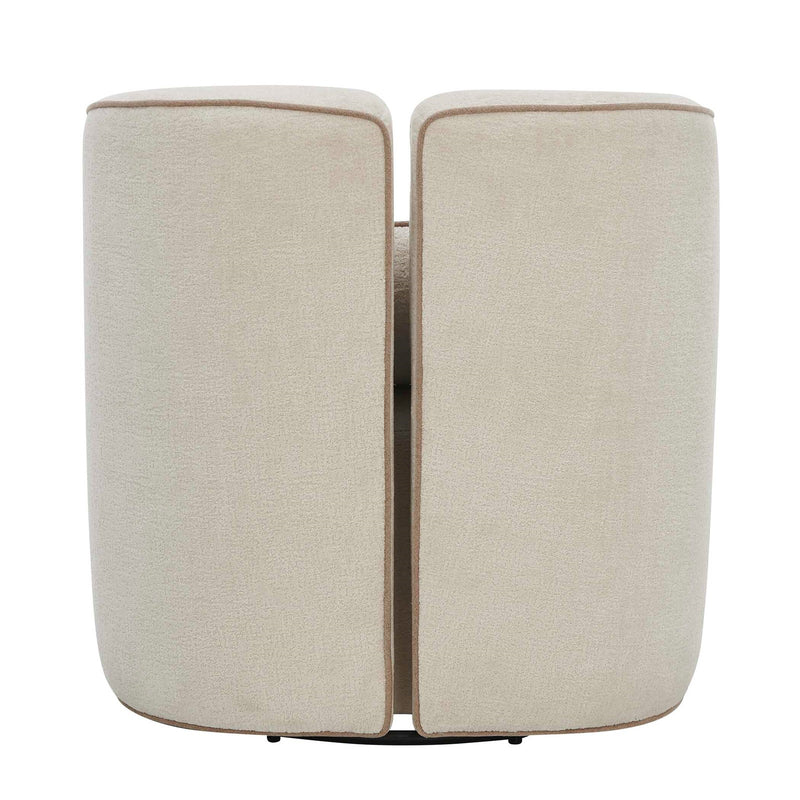 Uttermost Vega 30.6in Swivel Accent Chair | Ecru Chenille with Truffle Welt | Living Room & Reading Nook Seating | 30.6 x 30.7 x 30.3 in | Model 53144