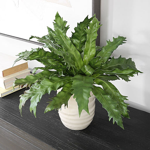 Uttermost Verdure Fern In Glazed Pot, Tan