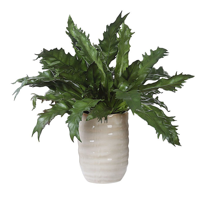 Uttermost Verdure Fern In Glazed Pot, Tan