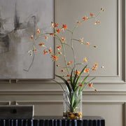 Uttermost Dancing Orchid in Glass Vase | Orange Faux Orchid | Living Room & Office Decor | 26 x 17.5 x 35 in | Model 60275
