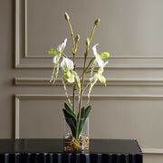 Uttermost Lady Slipper Orchid in Glass Vase | White Faux Orchid | Living Room & Office Decor | 12 x 10 x 27 in | Model 60276