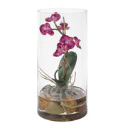 Uttermost Mariposa Fuchsia Orchid | Vibrant Pink-Purple Blooms in Glass Vase with Faux Water & Stones | Tabletop Accent | Model 60279