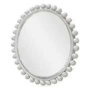 Uttermost Cyra 44in Round Wood Mirror | Solid Mahogany Spheres in Aged Ivory | Entryway & Bedroom Accent | 44 x 2.5 x 44 in | Model 8175