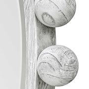 Uttermost Cyra 44in Round Wood Mirror | Solid Mahogany Spheres in Aged Ivory | Entryway & Bedroom Accent | 44 x 2.5 x 44 in | Model 8175