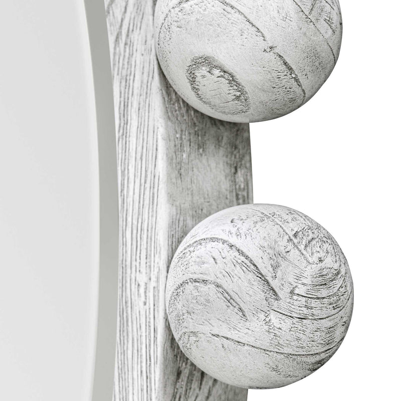 Uttermost Cyra 44in Round Wood Mirror | Solid Mahogany Spheres in Aged Ivory | Entryway & Bedroom Accent | 44 x 2.5 x 44 in | Model 8175