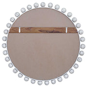 Uttermost Cyra 44in Round Wood Mirror | Solid Mahogany Spheres in Aged Ivory | Entryway & Bedroom Accent | 44 x 2.5 x 44 in | Model 8175