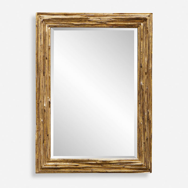 Uttermost Overlap Teak Wood Mirror, Antique Gold - 8213