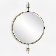 Uttermost Guardrail Round Mirror, Plated Antique Brass - 8215