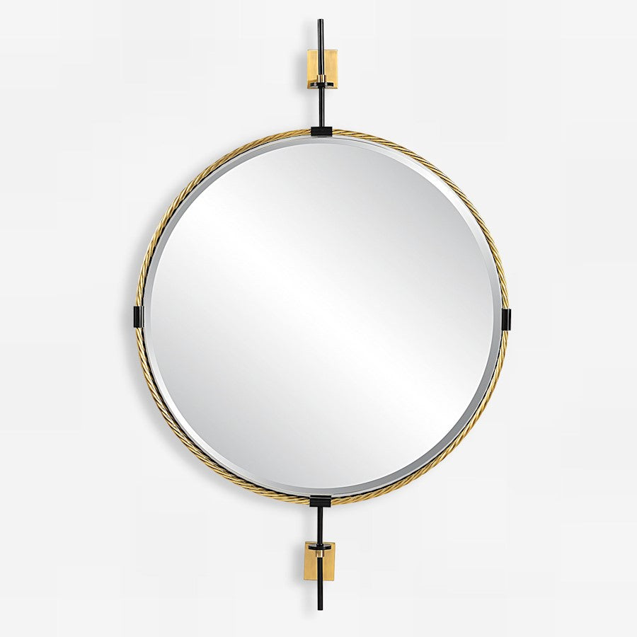 Uttermost Guardrail Round Mirror, Plated Antique Brass - 8215