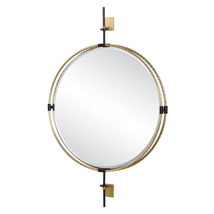 Uttermost Guardrail Round Mirror, Plated Antique Brass