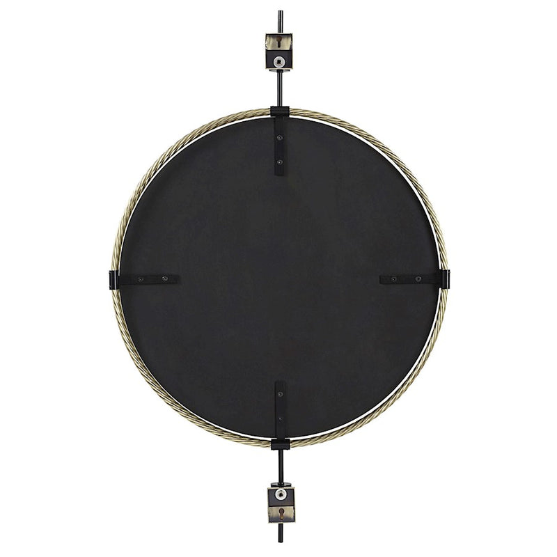 Uttermost Guardrail Round Mirror, Plated Antique Brass