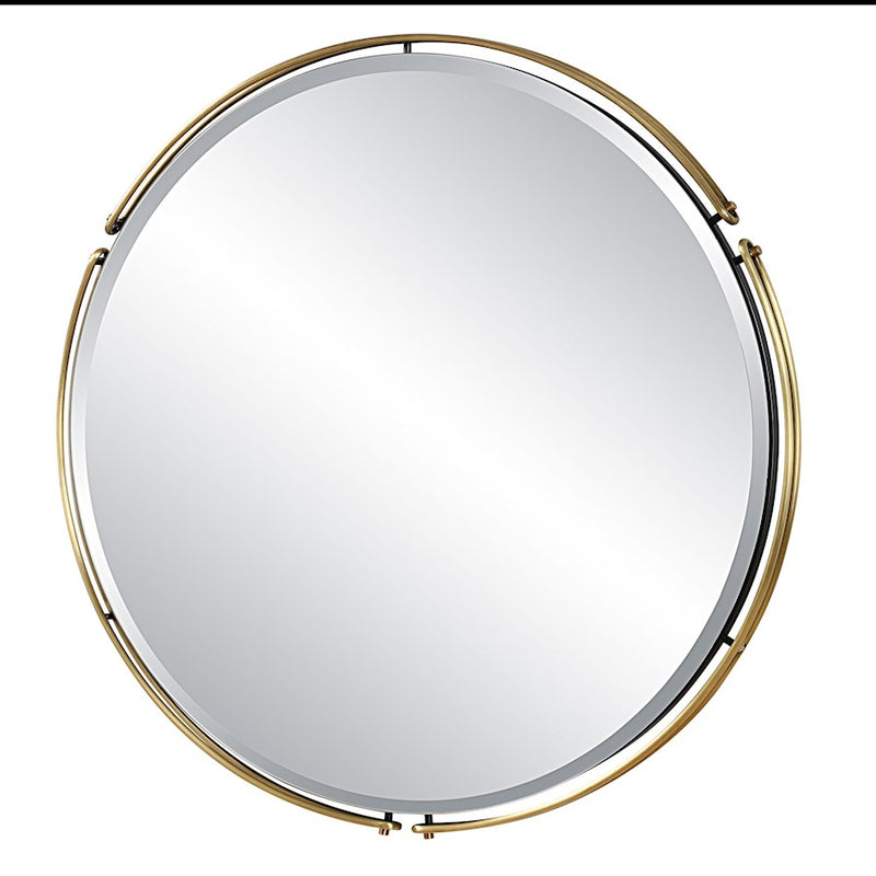 Uttermost Wesley Round Mirror, Plated Antique Brass