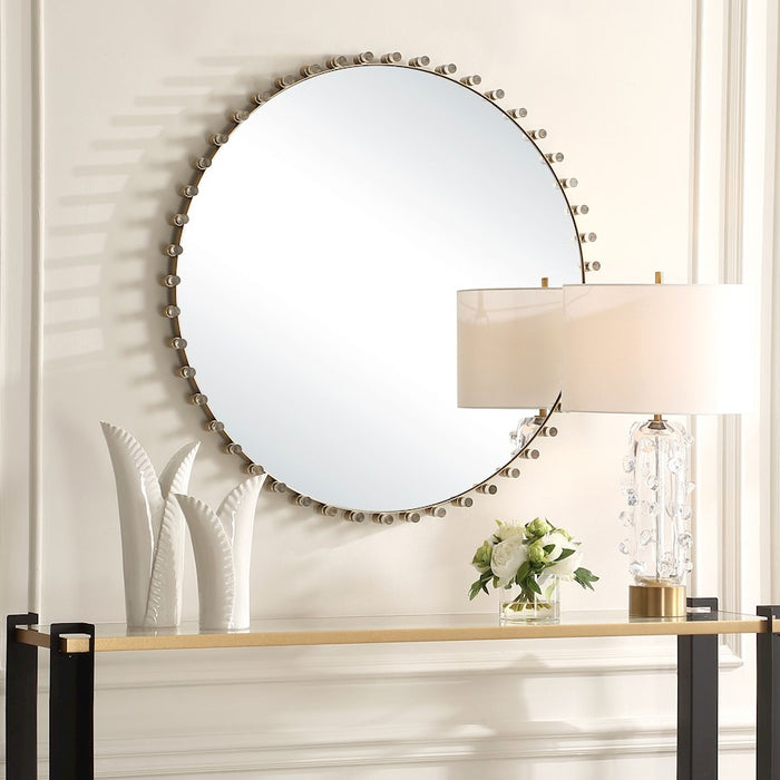 Uttermost Avelyne Round Mirror, Plated Antique Brass