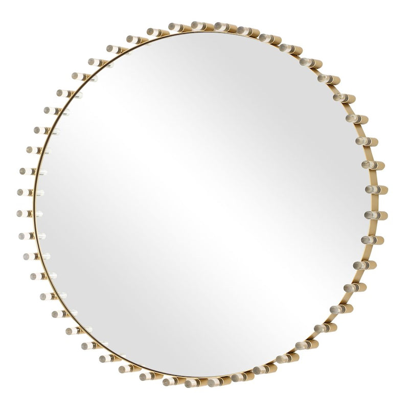 Uttermost Avelyne Round Mirror, Plated Antique Brass