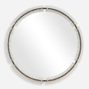 Uttermost Crystalline Round Mirror, Black/Brass - 8228