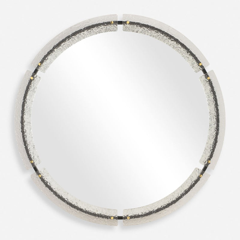 Uttermost Crystalline Round Mirror, Black/Brass - 8228