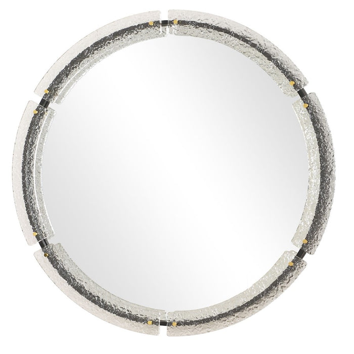 Uttermost Crystalline Round Mirror, Black/Brass