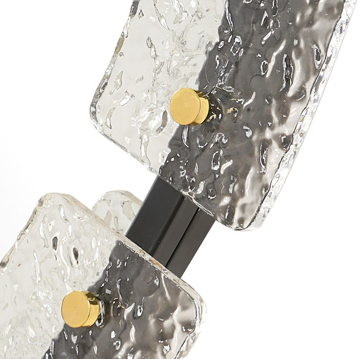 Uttermost Crystalline Round Mirror, Black/Brass