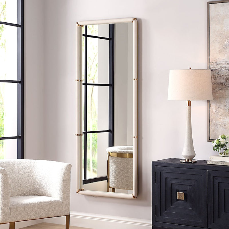 Uttermost Cyprus Dressing Mirror, White/Brass