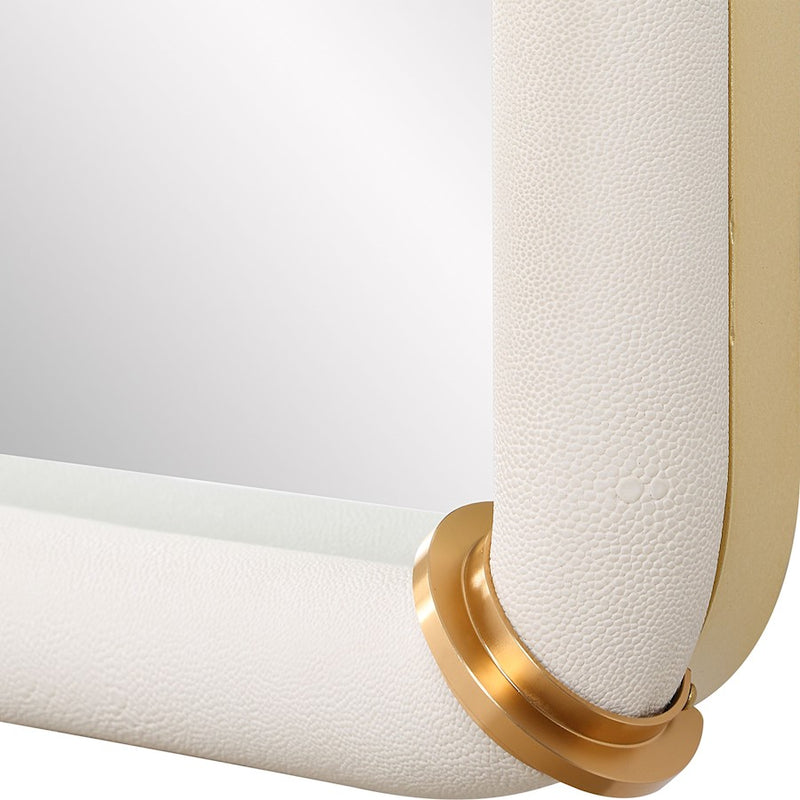 Uttermost Cyprus Dressing Mirror, White/Brass
